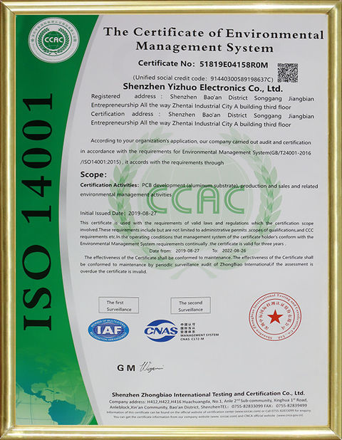 Porcellana Shenzhen Yizhuo Electronics Co., Ltd Certificazioni