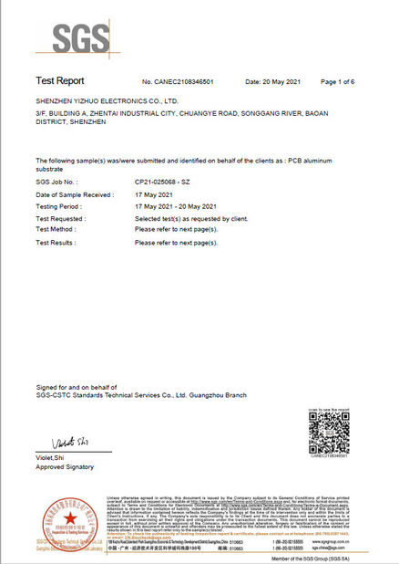 Porcellana Shenzhen Yizhuo Electronics Co., Ltd Certificazioni